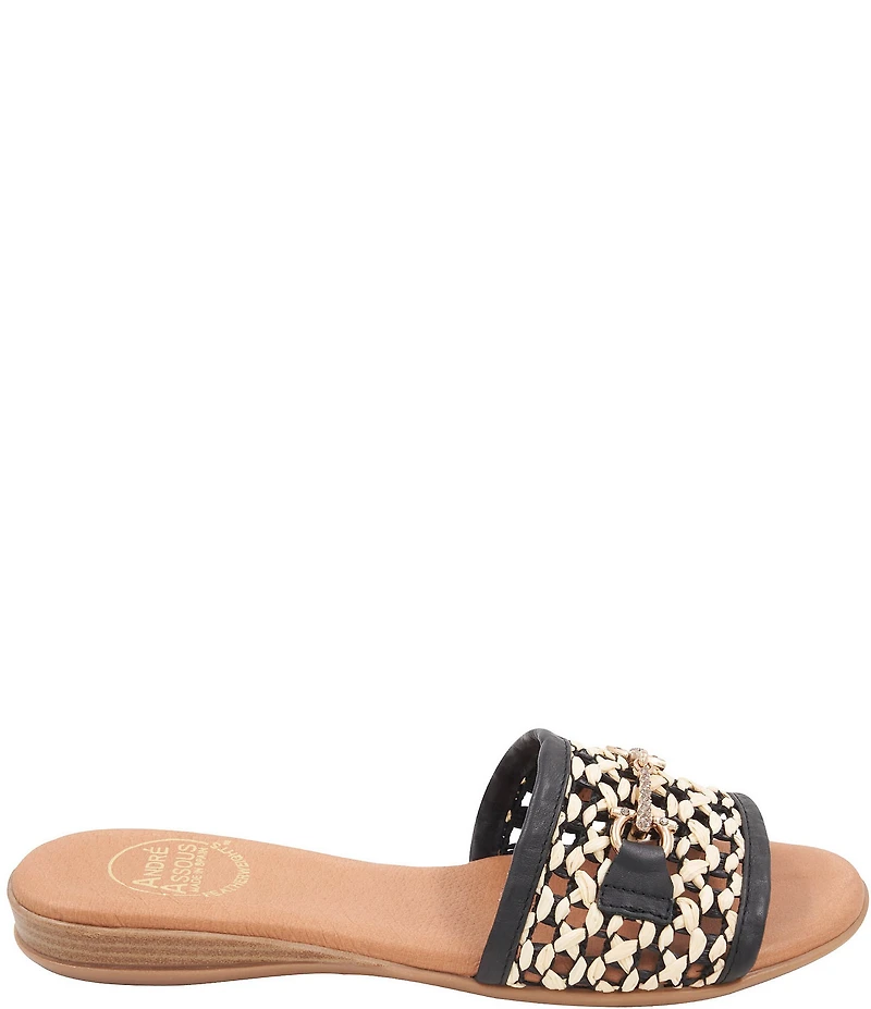 Andre Assous Niles Raffia Bit Buckle Slides
