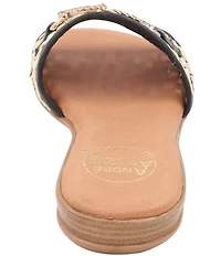 Andre Assous Niles Raffia Bit Buckle Slides