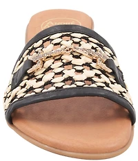 Andre Assous Niles Raffia Bit Buckle Slides