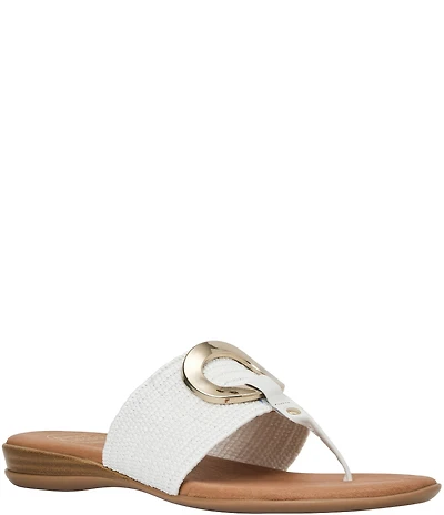 Andre Assous Nixi Stretch Raffia Ornamented Thong Sandals