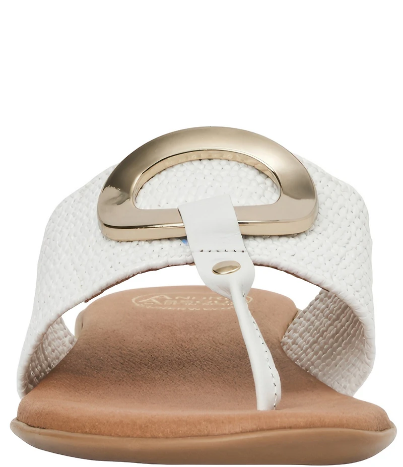 Andre Assous Nixi Stretch Raffia Ornamented Thong Sandals