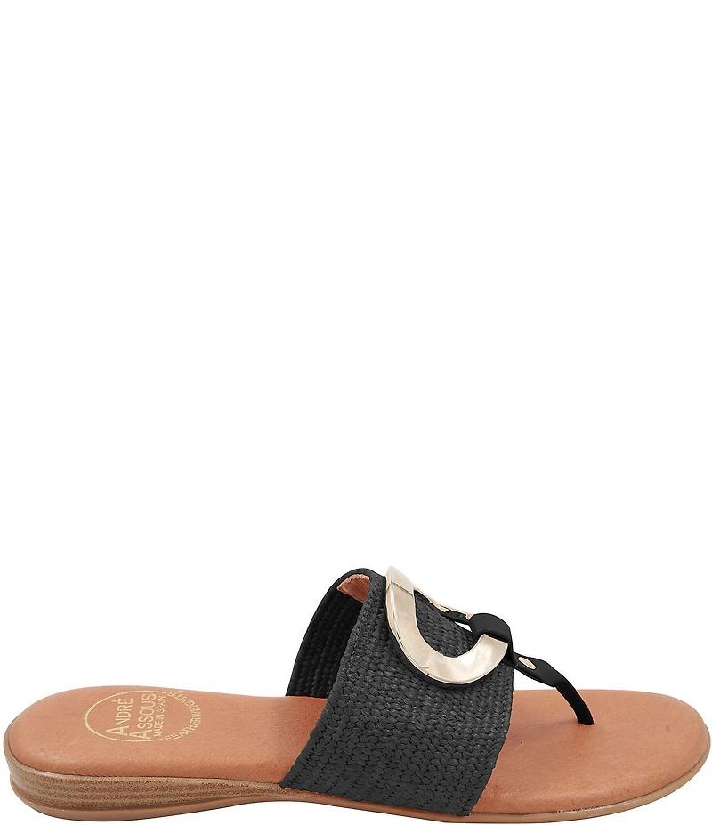 Andre Assous Nixi Stretch Raffia Ornamented Thong Sandals
