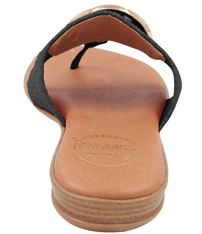 Andre Assous Nixi Stretch Raffia Ornamented Thong Sandals