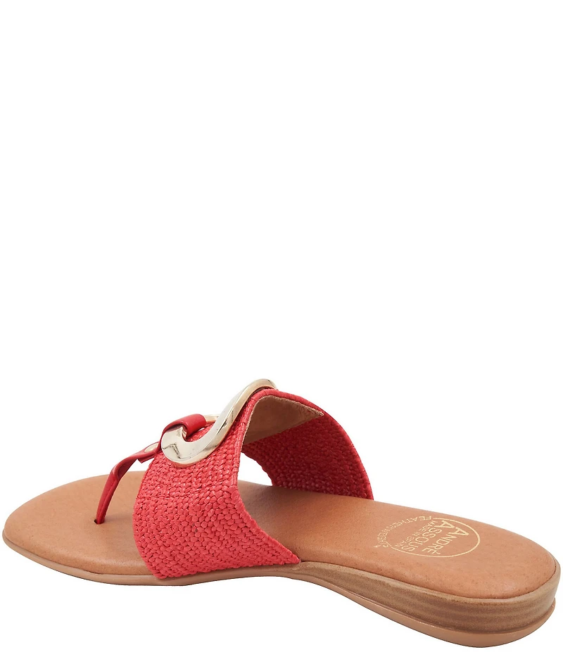 Andre Assous Nixi Stretch Raffia Ornamented Thong Sandals