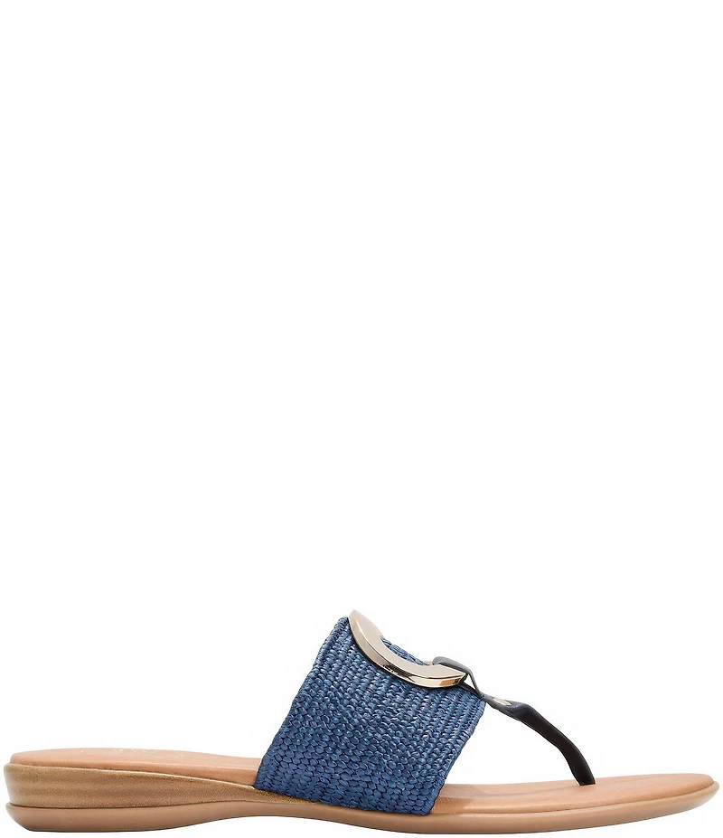 Andre Assous Nixi Stretch Raffia Ornamented Thong Sandals
