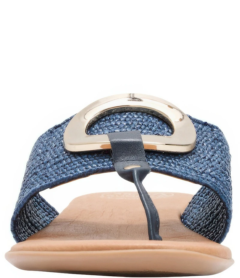 Andre Assous Nixi Stretch Raffia Ornamented Thong Sandals