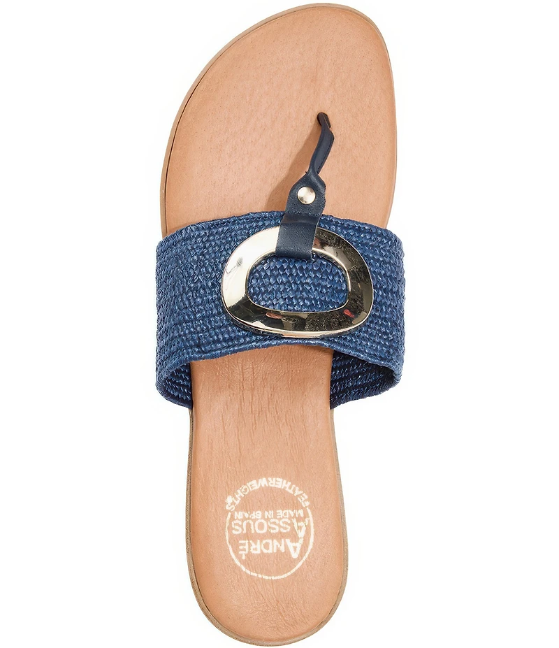 Andre Assous Nixi Stretch Raffia Ornamented Thong Sandals