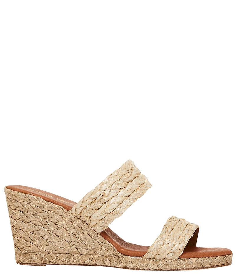 Andre Assous Nolita Braided Raffia Espadrille Wedge Slide Sandals