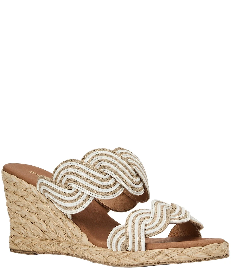 Andre Assous Nolita Twist Raffia Espadrille Wedge Slide Sandals