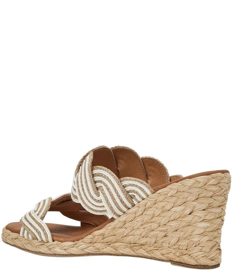 Andre Assous Nolita Twist Raffia Espadrille Wedge Slide Sandals