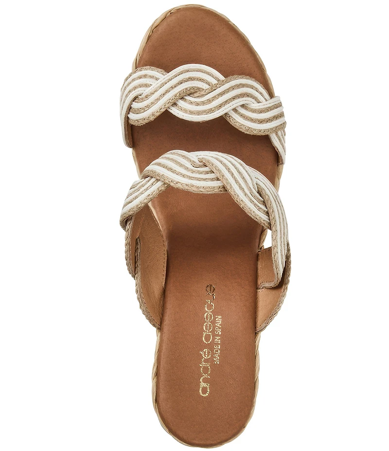 Andre Assous Nolita Twist Raffia Espadrille Wedge Slide Sandals