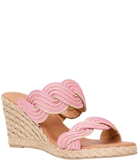 Andre Assous Nolita Twist Raffia Espadrille Wedge Slide Sandals
