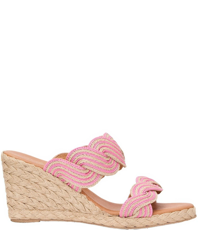 Andre Assous Nolita Twist Raffia Espadrille Wedge Slide Sandals