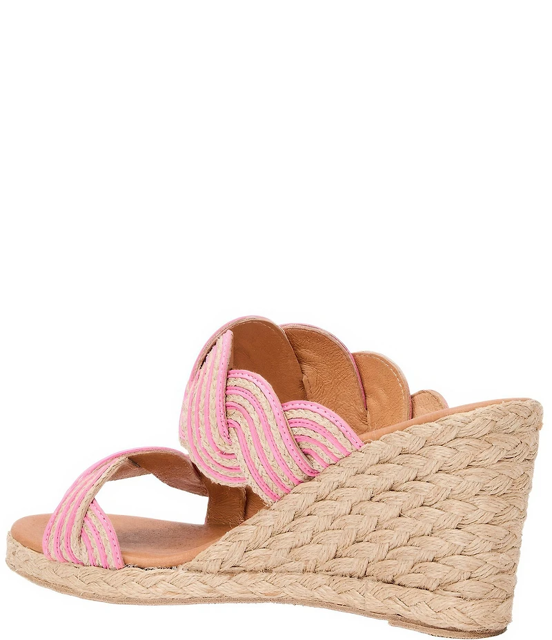 Andre Assous Nolita Twist Raffia Espadrille Wedge Slide Sandals