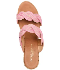 Andre Assous Nolita Twist Raffia Espadrille Wedge Slide Sandals
