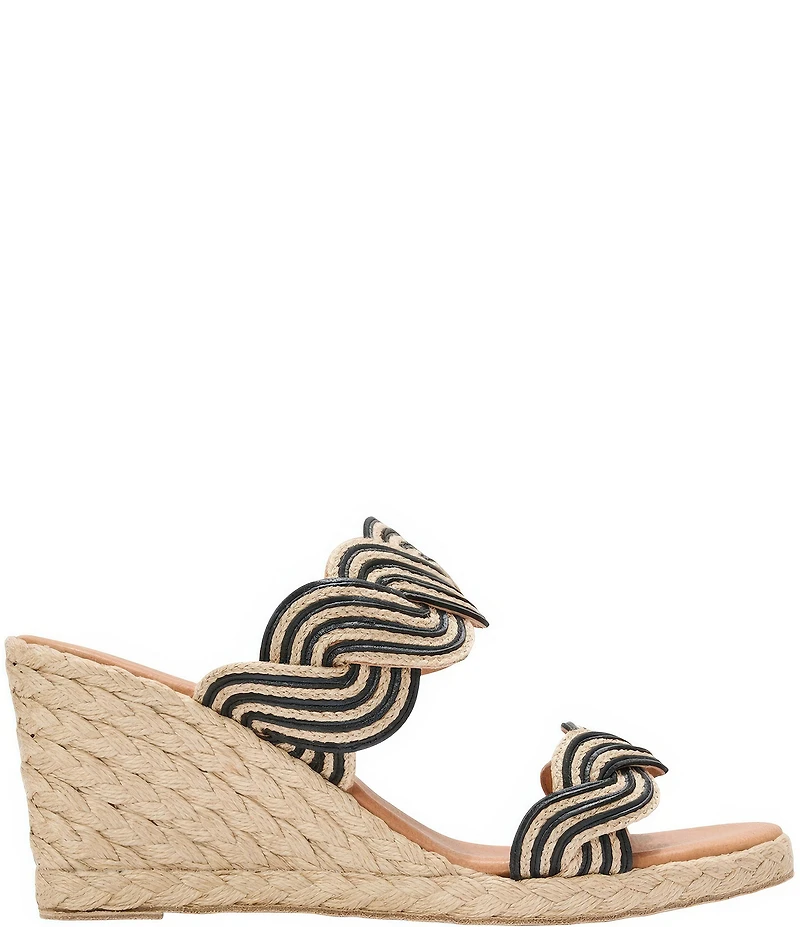 Andre Assous Nolita Twist Raffia Espadrille Wedge Slide Sandals