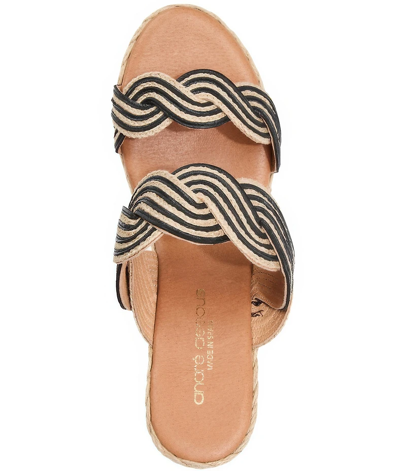 Andre Assous Nolita Twist Raffia Espadrille Wedge Slide Sandals
