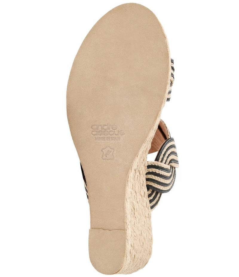 Andre Assous Nolita Twist Raffia Espadrille Wedge Slide Sandals