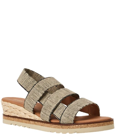 Andre Assous Noma Stretch Raffia Slingback Wedge Sandals