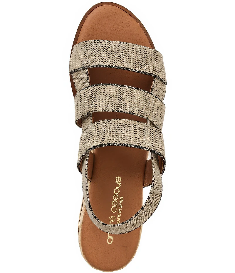 Andre Assous Noma Stretch Raffia Slingback Wedge Sandals