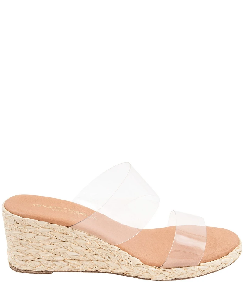Andre Assous Nori Clear Vinyl Espadrille Wedge Slide Sandals