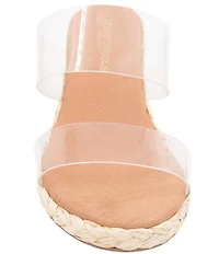 Andre Assous Nori Clear Vinyl Espadrille Wedge Slide Sandals