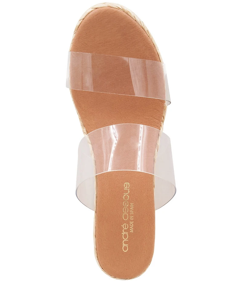 Andre Assous Nori Clear Vinyl Espadrille Wedge Slide Sandals