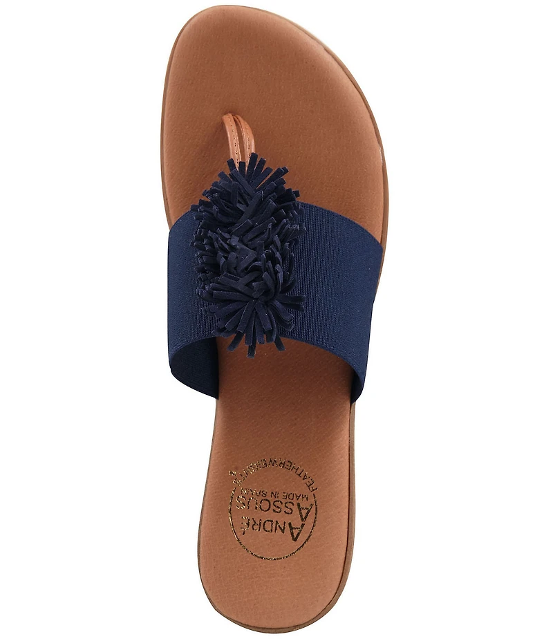 Andre Assous Novalee Featherweight Elastic Leather Fringe Thong Sandals