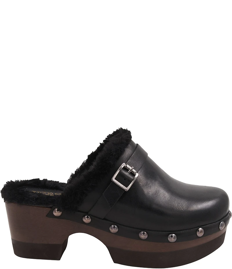 Andre Assous Orla Leather Faux Fur Lined Studded Clogs