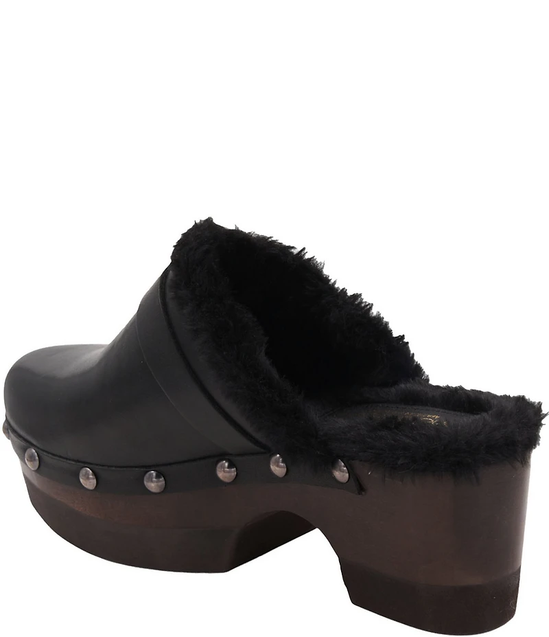 Andre Assous Orla Leather Faux Fur Lined Studded Clogs