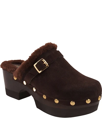 Andre Assous Orla Suede Faux Fur Lined Studded Clogs