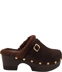 Andre Assous Orla Suede Faux Fur Lined Studded Clogs