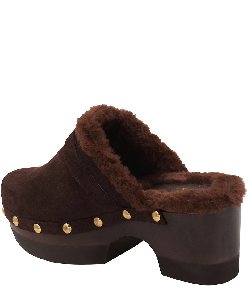Andre Assous Orla Suede Faux Fur Lined Studded Clogs