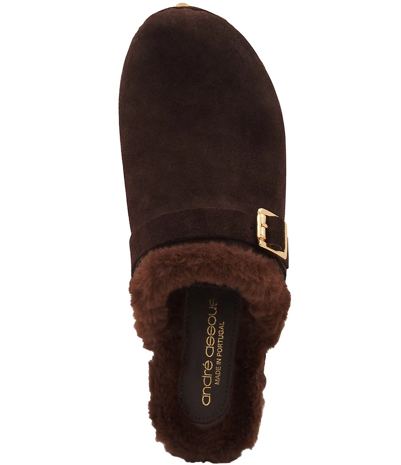 Andre Assous Orla Suede Faux Fur Lined Studded Clogs