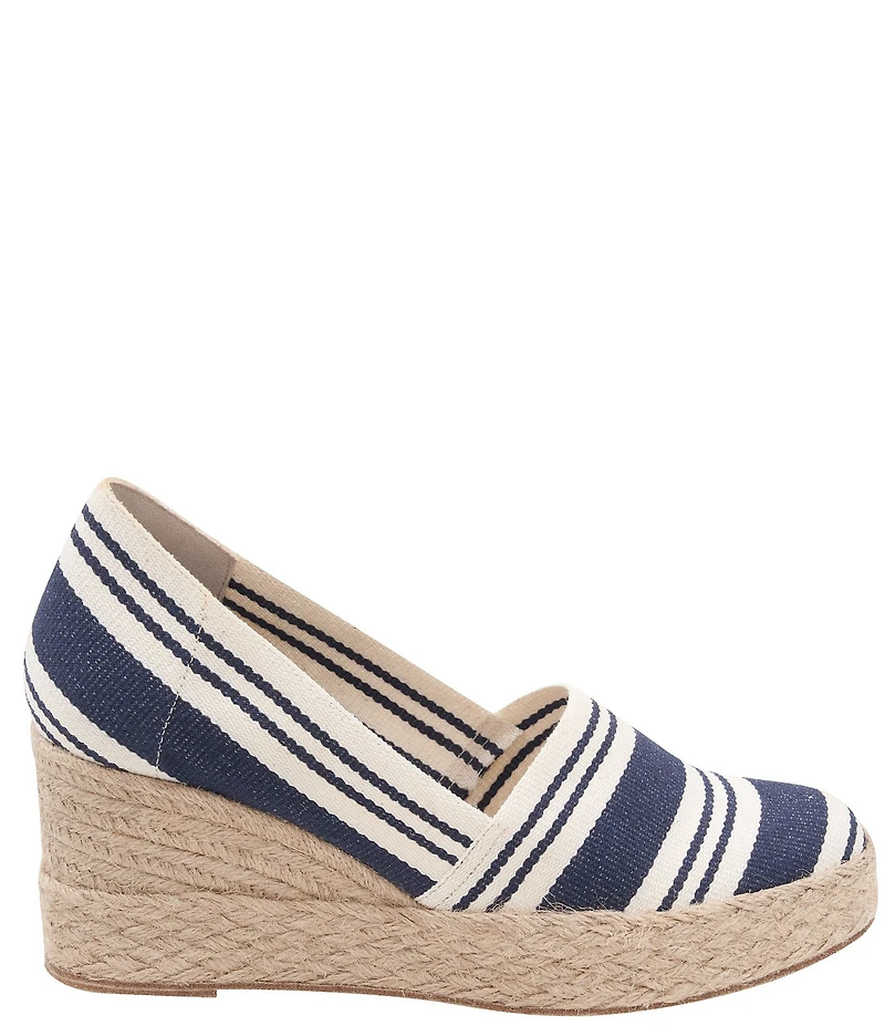 Andre Assous Patti Striped Canvas Platform Wedge Slip On Espadrilles