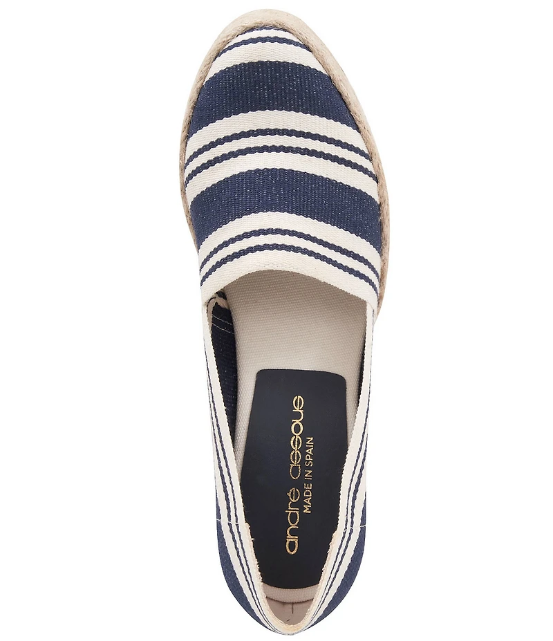 Andre Assous Patti Striped Canvas Platform Wedge Slip On Espadrilles