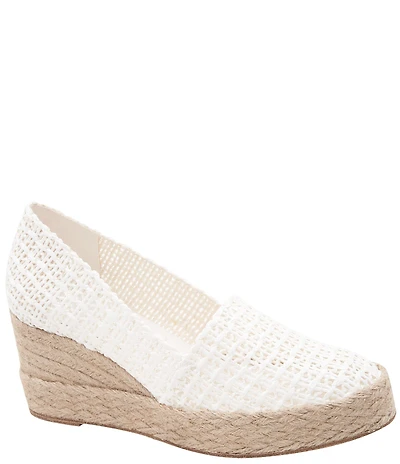 Andre Assous Patti Woven Raffia Platform Wedge Slip On Espadrilles