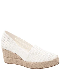 Andre Assous Patti Woven Raffia Platform Wedge Slip On Espadrilles