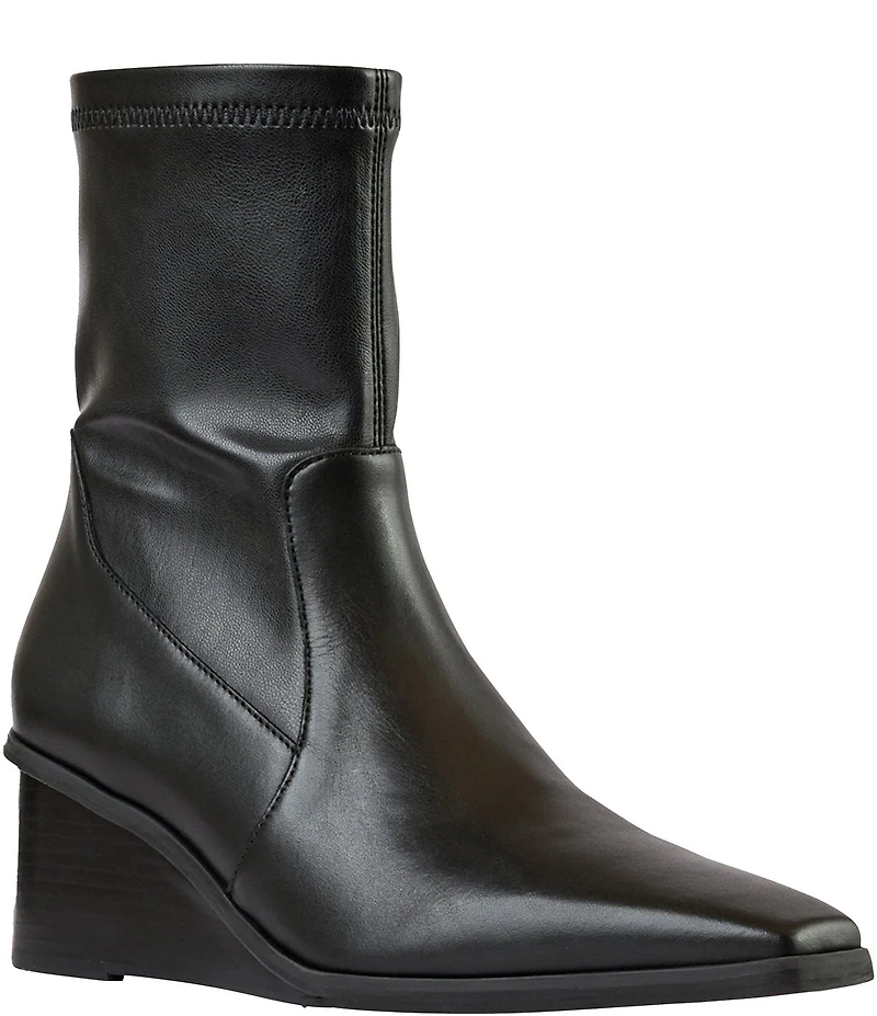 Andre Assous Verona Croco Embossed Leather Stretch Shaft Wedge Booties