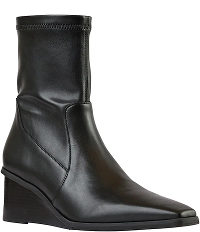 Andre Assous Verona Croco Embossed Leather Stretch Shaft Wedge Booties