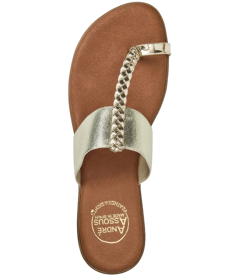 Andrea Assous Neo Metallic Elastic Toe Ring Thong Sandals