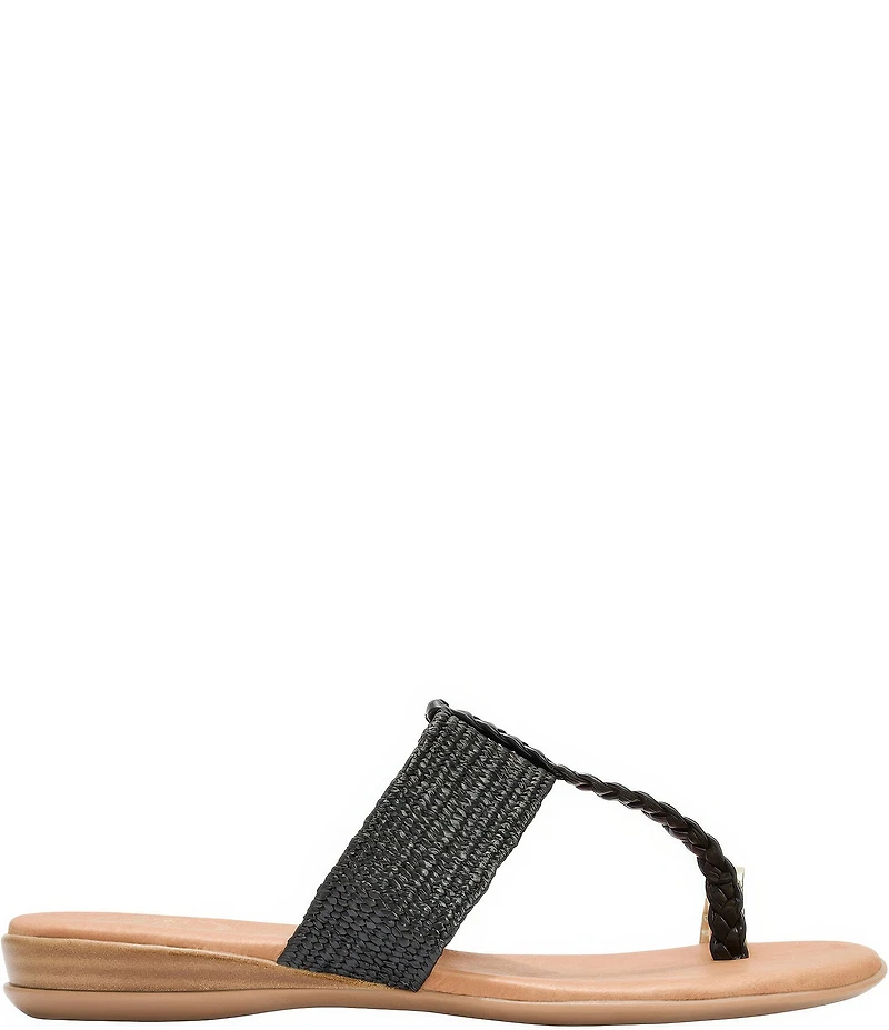 Andrea Assous Neo Stretch Raffia Toe Ring Thong Sandals
