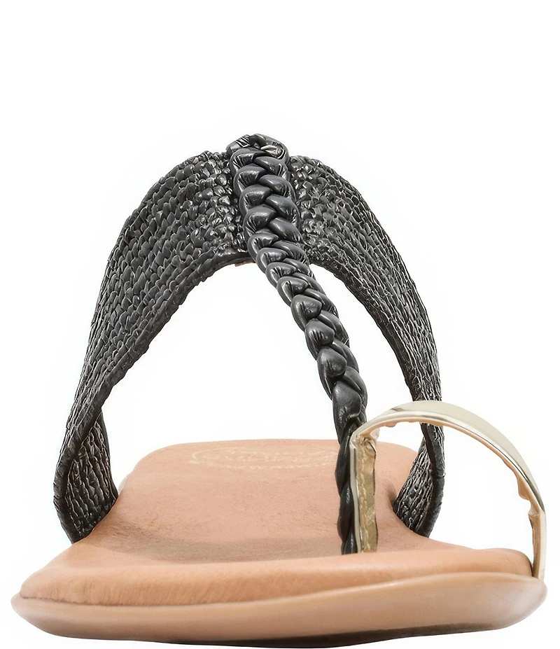 Andrea Assous Neo Stretch Raffia Toe Ring Thong Sandals