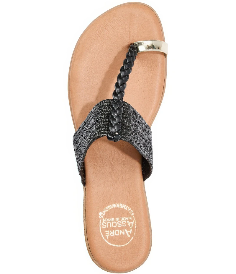 Andrea Assous Neo Stretch Raffia Toe Ring Thong Sandals