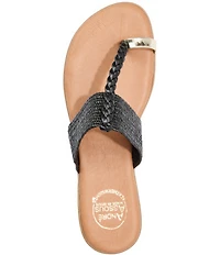 Andrea Assous Neo Stretch Raffia Toe Ring Thong Sandals