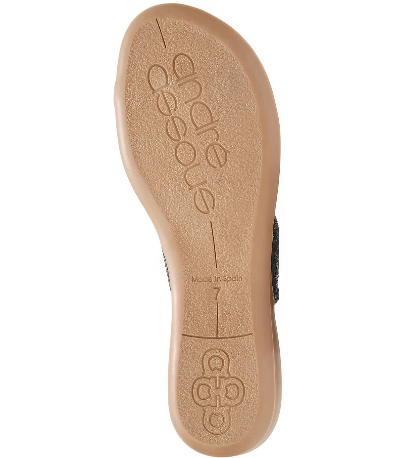 Andrea Assous Neo Stretch Raffia Toe Ring Thong Sandals