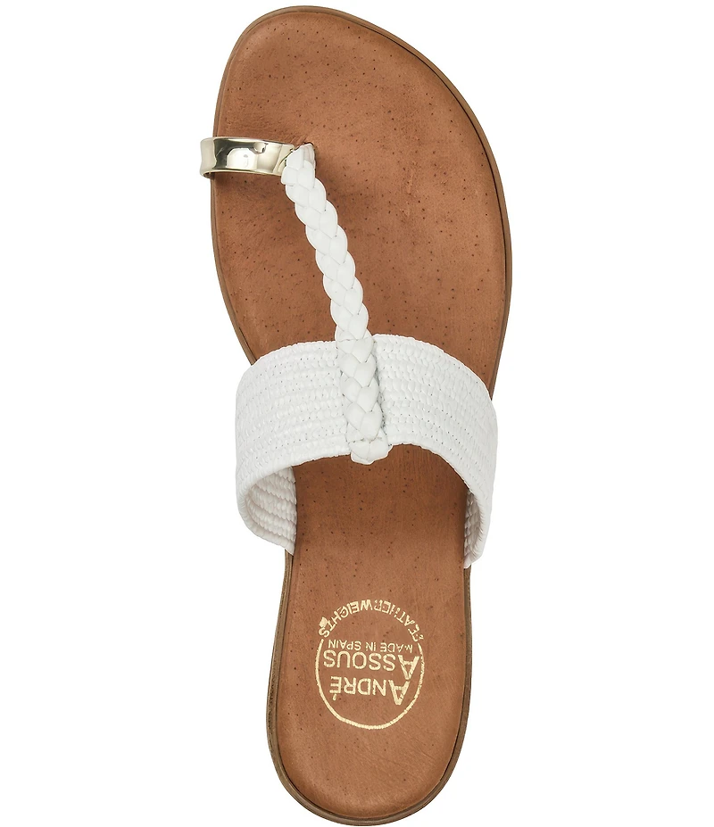 Andrea Assous Neo Stretch Raffia Toe Ring Thong Sandals