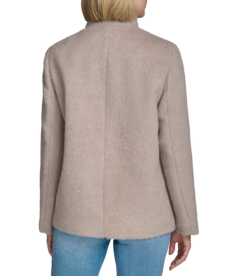 Andrew Marc Piper Wool Blend Stand Collar Patch Pocket Button Front Jacket