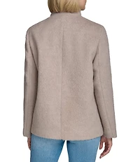 Andrew Marc Piper Wool Blend Stand Collar Patch Pocket Button Front Jacket