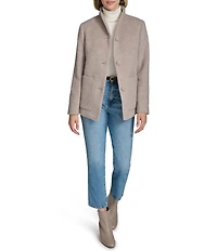 Andrew Marc Piper Wool Blend Stand Collar Patch Pocket Button Front Jacket